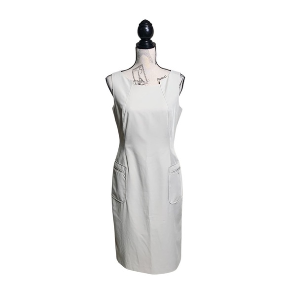 Calvin Klein S beige Elegant Sleeveless Dress lined - Picture 2 of 5